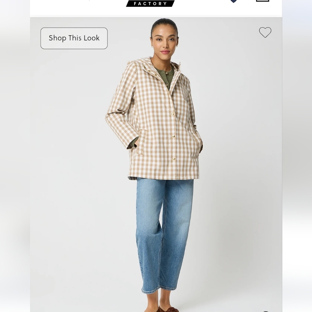 BNWT J Crew Factory Checkered Raincoat